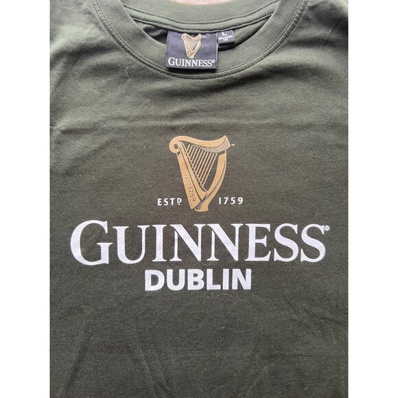 Guinness Dublin Green Relaxed Fit T-Shirt Mens L 100% Cotton EST 1759 Logo Graph - Picture 4 of 7